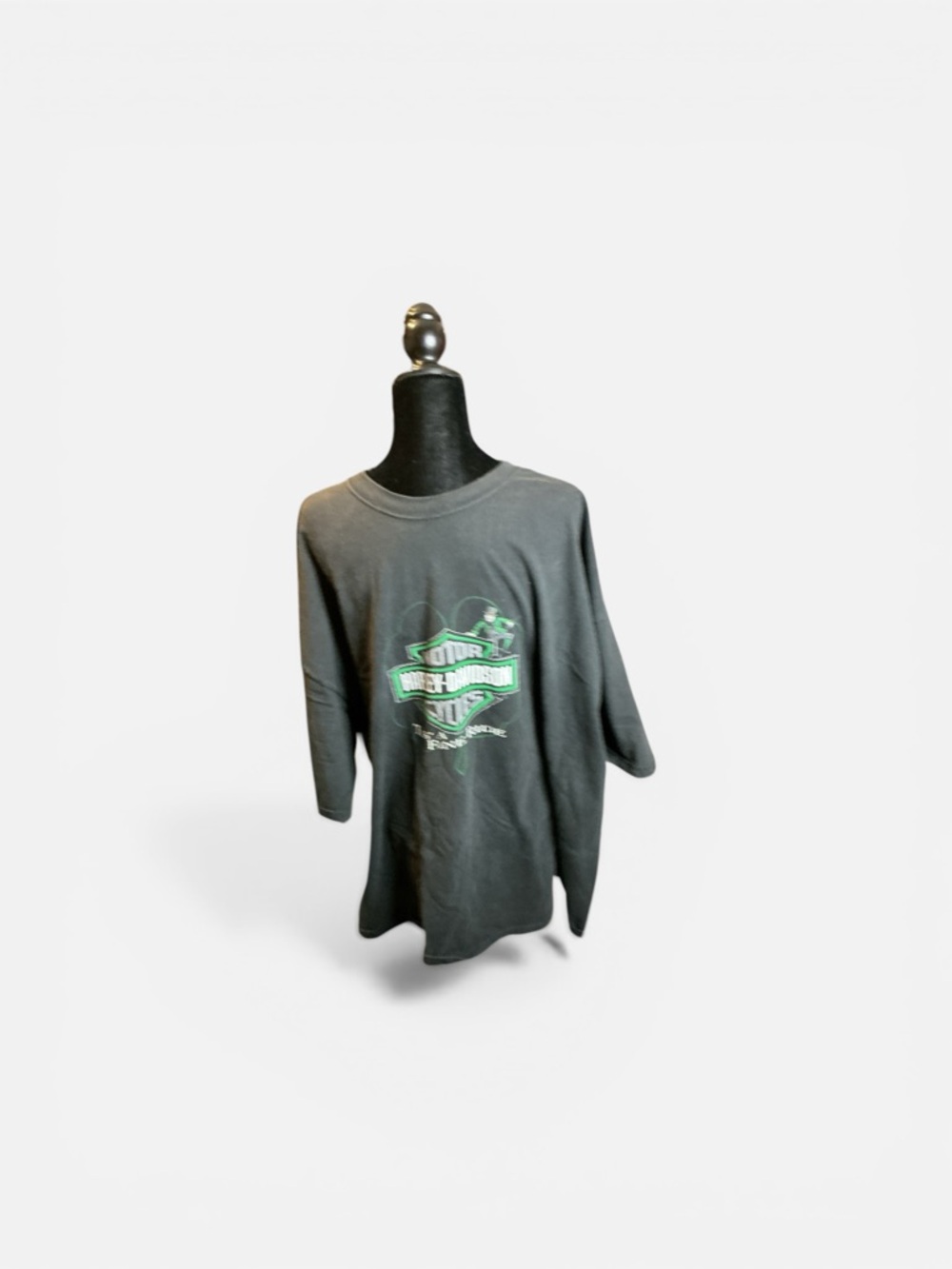 Harley-Davidson Charcoal Tee with Neon Green Emblem